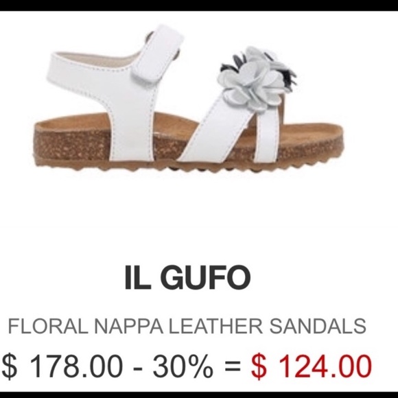 IL Gufo Kids White and Blue Leather Sandals - Picture 4 of 8